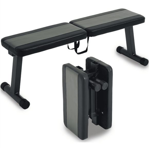 Foldable Flat Weight Bench With Transport Handles, Fitness Equipment, For Home Gym (US Stock)