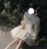 Lolita Off White Long Dresses For Women Cheongsams New Chinese Daily Style Little Chap Vintage Clothes Graduation Fairy Lovely