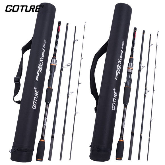 Goture Xceed Spinning Fishing Rod Carbon Fiber MH/M Power 1.98-3M Spinning Casting Lure Rods 4 Sections Travel Rod Carp Fishing