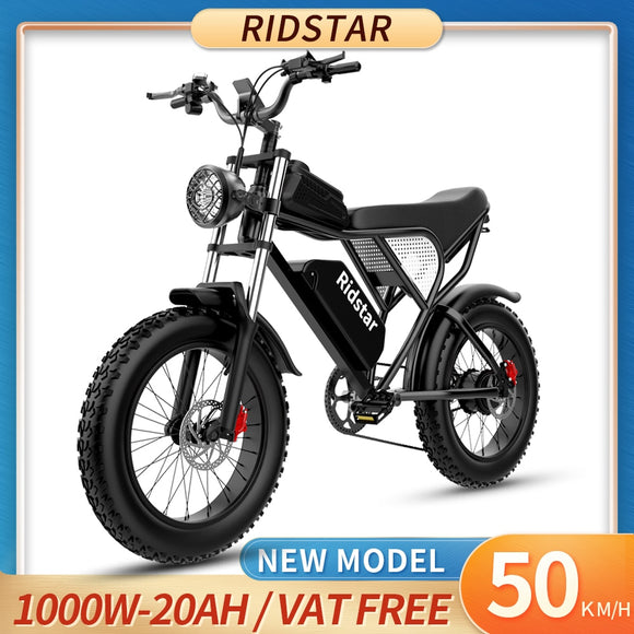 Ridstar Q20 Electric Bike 1000W 48V 20AH Waterproof Red oil brake Powerful Motor 20*4.0 Fat Tire For Mountain Electric Bicycle