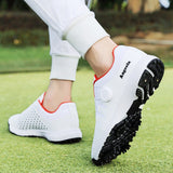 Couple Men Women Golf Shoes Elastic Quick-Lacing Outdoor Sport Trainers Spikes Leather Waterproof Competition Wear Sneakers 2023