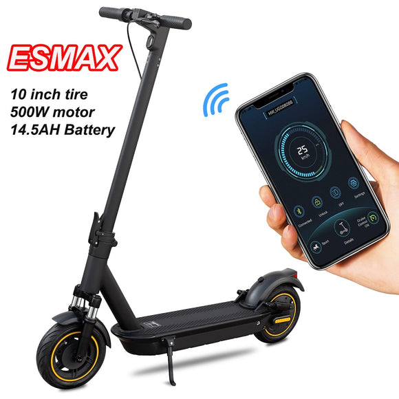 AOVOPRO ESMAX Adult Electric Scooter 10 Inch Inflatable Run-flat Tire 500W Shock Absorption Escooter Foldable Electric Scooter