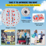 VEVOR Inflatable Bumper Ball 4 FT / 1.2M Diameter Bubble Soccer Ball Blow It Up in 5 Min Inflatable Zorb Ball (Red Dot Blue Dot)
