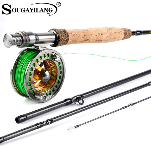 Sougayilang Fly Fishing Rod Reel Combos with Lightweight Portable Fly Rod and 5-6 CNC-machined Aluminum Alloy Fly Reel