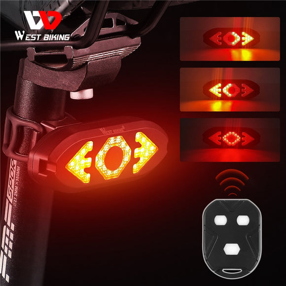 Bicycle Taillight Smart Wireless Remote Turn Signal Lights USB Rechargeable Bike Rear Light Brake Light Bicycle Accessories