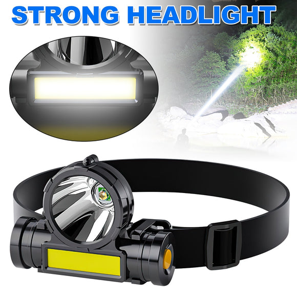 Rechargeable Headlamp Powerful Flashlight Portable COB Work Light 3 Modes Outdoor Headlight for Camping Fishing Hiking Riding