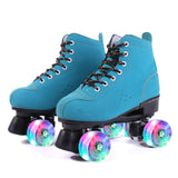 Artificial Leather Blue Green Roller Skates 4-Wheels Black Skates Shoes Pantine Woman Man Ourdoor Sports Shoes