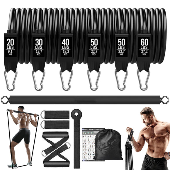 Workout Bar Fitness Resistance Bands Set Pilates Yoga Pull Rope Exercise Training Expander Gym Equipment for Home Bodybuilding