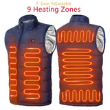 Winter New 9 Areas Heated Vest Men USB Electric Heating Jacket Thermal Waistcoat Winter Hunting Outdoor Vest